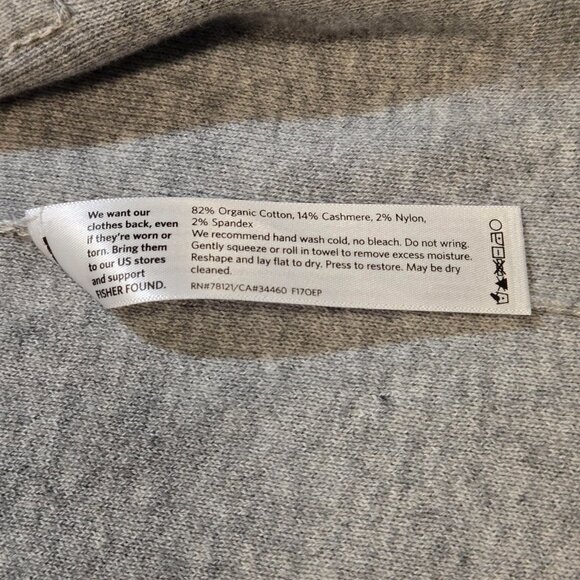 Eileen Fisher Cardigan Womens Large Organic Cotton Cashmere Blend Long Open Gray - Picture 5 of 7